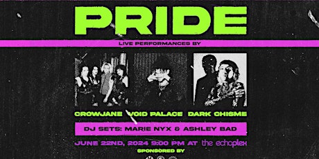 PRIDE !!!!! Live Performances by Dark Chisme, Crowjane, and Void Palace.