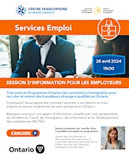 Session pour employeurs : Programme Ontarien des Candidats à l'immigration