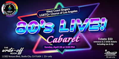 Imagem principal do evento West Coast Singers LGBTQ+ Chorus of Los Angeles 80' Live Cabaret Fundraiser