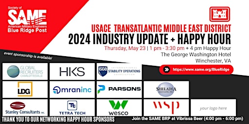 Image principale de SAME BRP - May 23 - USACE TAM Industry Update + Happy Hour