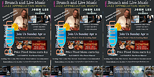 Imagem principal de Sunday Blue Room Brunch feat John Lee & Friends  - South Valley BBQ