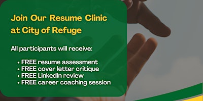 Imagem principal do evento Resume Clinic at City of Refuge
