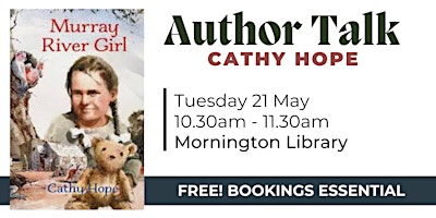 Imagem principal do evento Author Talk: Take a trip down Memory Lane: Cathy Hope - Mornington Library