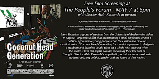 Image principale de FILM SCREENING: COCONUT HEAD GENERATION w/ ALAIN KASSANDA