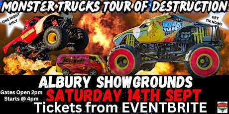 Imagem principal do evento Monster Trucks Tour of Destruction Albury Showgrounds