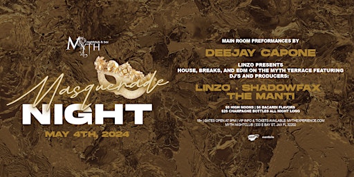 Image principale de Masquerade Night at Myth Nightclub feat. DEEJAY CAPONE | 5.4.24