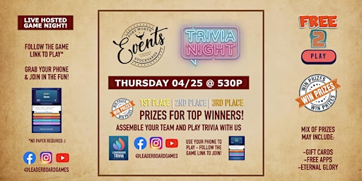 Imagem principal de Trivia Night | Stockyards Station - Fort Worth TX - THUR 04/25 @ 530p