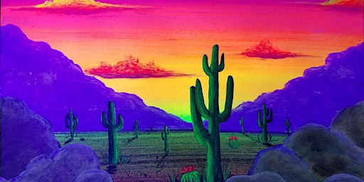 Primaire afbeelding van Desert Aglow at Dusk (under blacklight) - Paint and Sip by Classpop!™