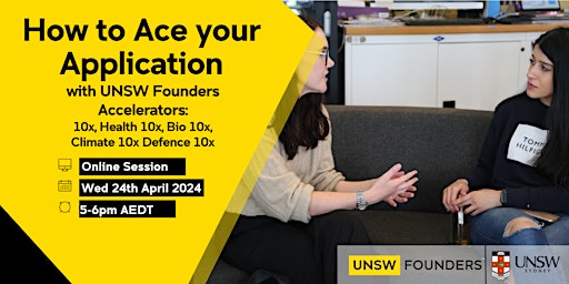 Primaire afbeelding van How to Ace your Application for UNSW Founders 10x Accelerators