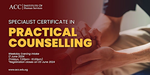 Primaire afbeelding van Specialist Certificate in Practical Counselling *FEE REQUIRED*