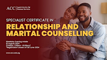 Imagem principal do evento Specialist Certificate in Relationship and Marital Counselling *FEE REQUIRED*
