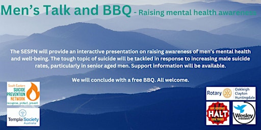 Image principale de Men's Talk and BBQ - Raising mental health awareness