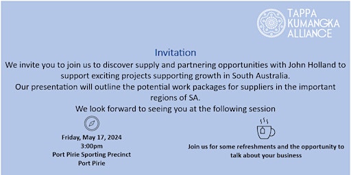 John Holland  Supplier Opportunities - Regional Information Sessions primary image