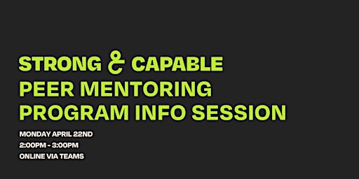 Imagem principal do evento Strong & Capable Peer Mentoring Program Info Session