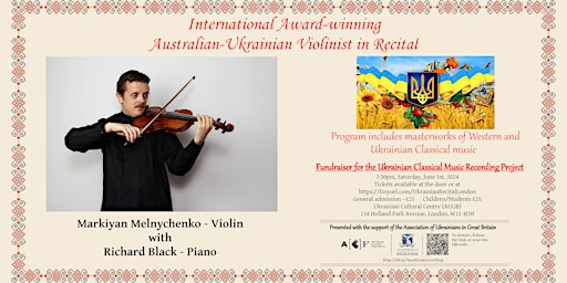 Imagem principal do evento Violin and Piano Recital - Ukrainian and Western Classical Masterworks