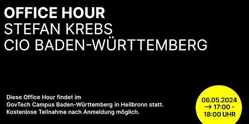 Primaire afbeelding van Office Hour mit Stefan Krebs (CIO Baden-Württemberg)