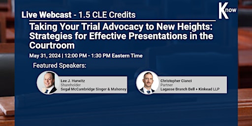 LIVE Webinar - Taking Your Trial Advocacy to New Heights primary image