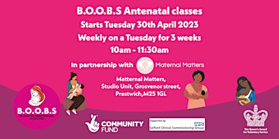 Immagine principale di BOOBS Antenatal classes MAY 2024 - 3 classes over 3 weeks 