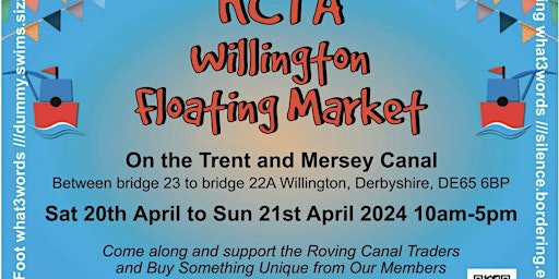 Imagem principal do evento RCTA Floating Market Trent & Mersey Canal, Willington, Derbyshire, DE65 6BP