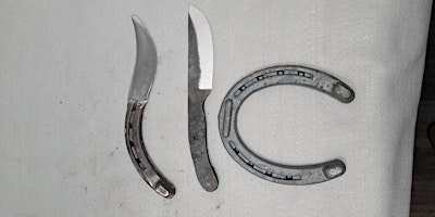 Forge  a Horse shoe into  Knife class -beginner 12and up! primary image