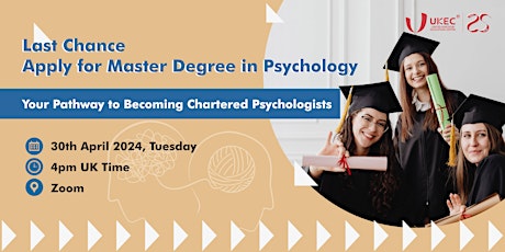 Last Chance: Apply For Masters Degree in Psychology- Sep 2024 Intake