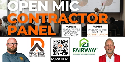 Imagem principal do evento Open Mic Contractor Panel for Real Estate Agents - April 17