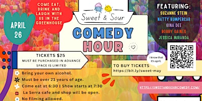 Immagine principale di Sweet & Sour Comedy Hour at La Serra Gardens 