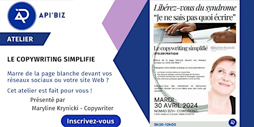 Hauptbild für ATELIER PRATIQUE  " Le Copywriting simplifié "