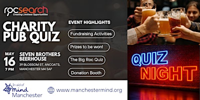 Primaire afbeelding van Roc Pub Quiz in aid of Manchester Mind