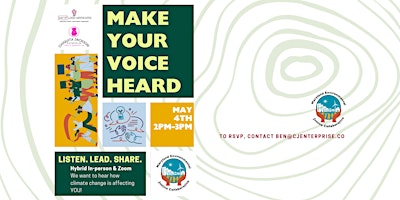 Imagen principal de Listen. Lead. Share: Environment Impact Community Conversations PT 2