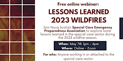 Hauptbild für Lessons Learned - 2023 Wildfires in Nova Scotia