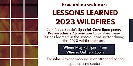 Lessons Learned - 2023 Wildfires in Nova Scotia