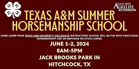 Texas A&M Summer Horsemanship School - Galveston County