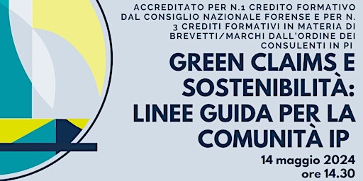 Imagem principal do evento Green claims e sostenibilità: linee guida per la comunità IP