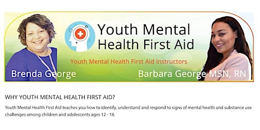 Hauptbild für Youth Mental Health First Aid Certification ZOOM Training