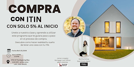 Imagem principal do evento Como comprar con ITIN dando 5% al inicio