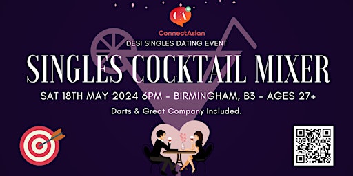 Primaire afbeelding van ConnectAsian Singles Cocktail Mixer (& Darts) - Birmingham