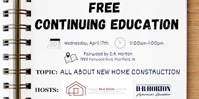 Imagem principal do evento FREE CONTINUING EDUCATION- ALL ABOUT NEW HOME CONSTRUCTION!
