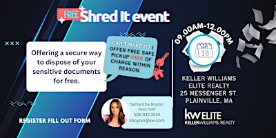 Imagem principal do evento Free Community Shred It - Samantha Boylan KW Elite Realty