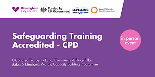 Safeguarding Training - CPD accredited - Aston and Newtown groups - UKSPF primary image