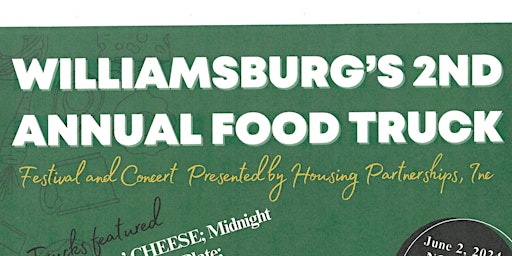 Hauptbild für Williamsburg's 2nd Annual Food Truck Festival and Concert