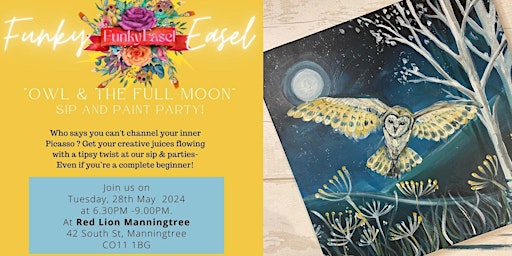 Primaire afbeelding van The Funky Easel Sip & Paint Party:  Owl & The Moon