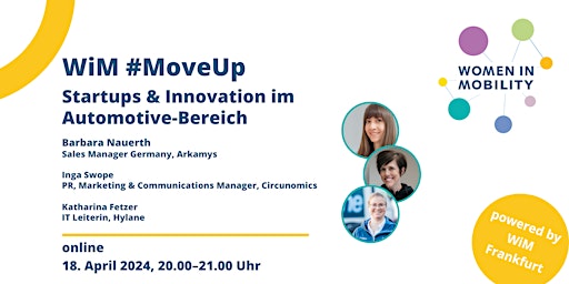 #WiMFrankfurt #MoveUp: Startups & Innovation im Automotive-Bereich primary image