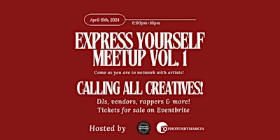 Image principale de Express Yourself Event Meetup | Network with Creatives!