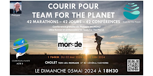 Imagem principal do evento COURIR POUR LA PLANETE_42 jours / 42 marathons / 42 conférences
