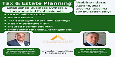 Webinar on Estate & Tax Planning