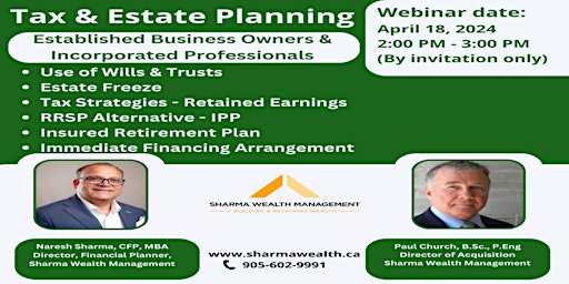 Imagen principal de Webinar on Estate & Tax Planning