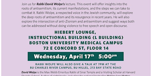 Hauptbild für Rabbi David Wolpe at Boston University Medical Campus