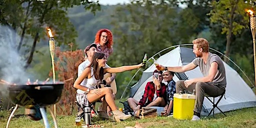Primaire afbeelding van Camping friends party, enjoy the beautiful collision of nature and friendship