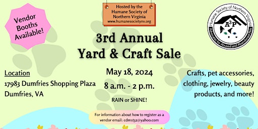 Imagem principal de 3rd Annual Yard & Craft Sale hosted by the Humane Society of Northern Virginia